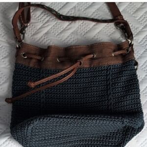 The Sak Black and Brown Crochet Crossbody Bag